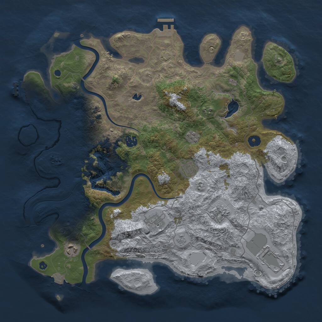 Rust Map: Procedural Map, Size: 4000, Seed: 188389452, 13 Monuments