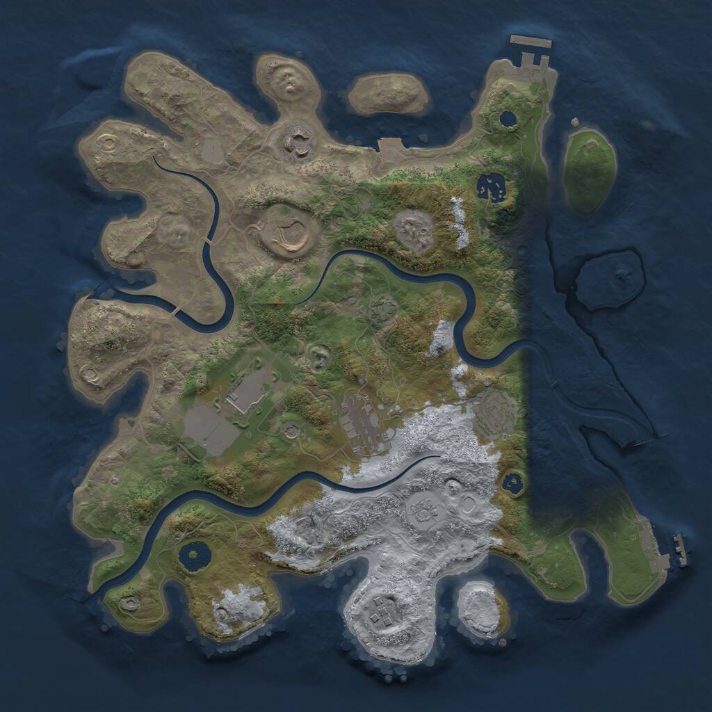 Rust Map: Procedural Map, Size: 3500, Seed: 1465970296, 13 Monuments