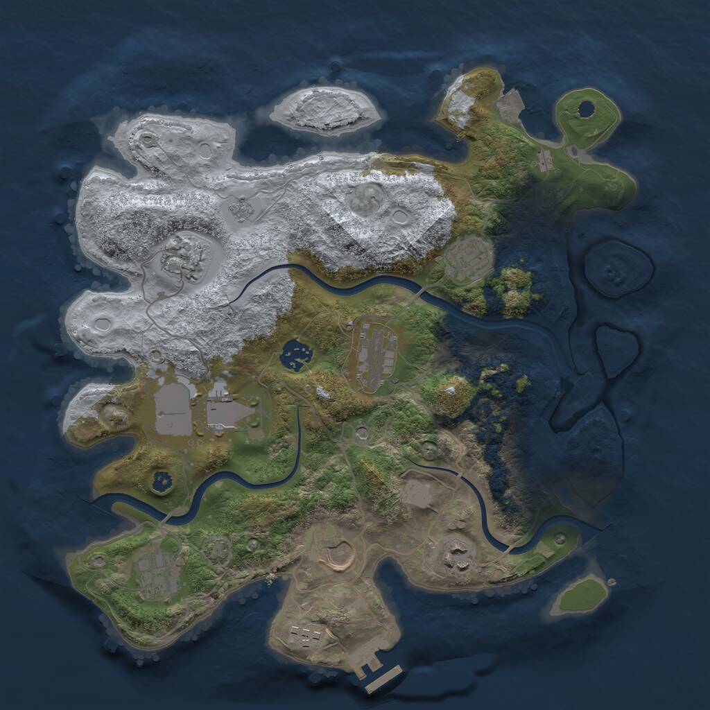 Rust Map: Procedural Map, Size: 3500, Seed: 1376164014, 14 Monuments