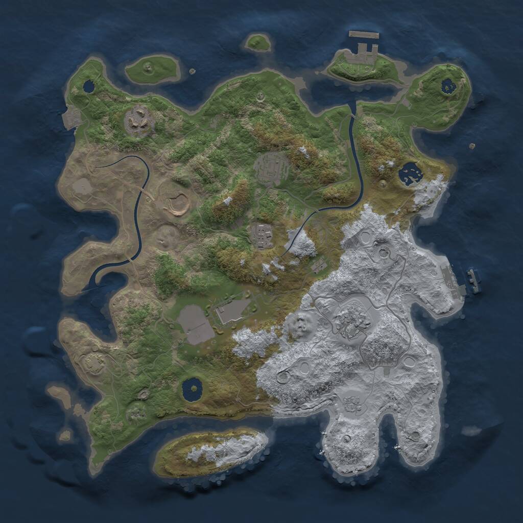 Rust Map: Procedural Map, Size: 3500, Seed: 1542480, 13 Monuments