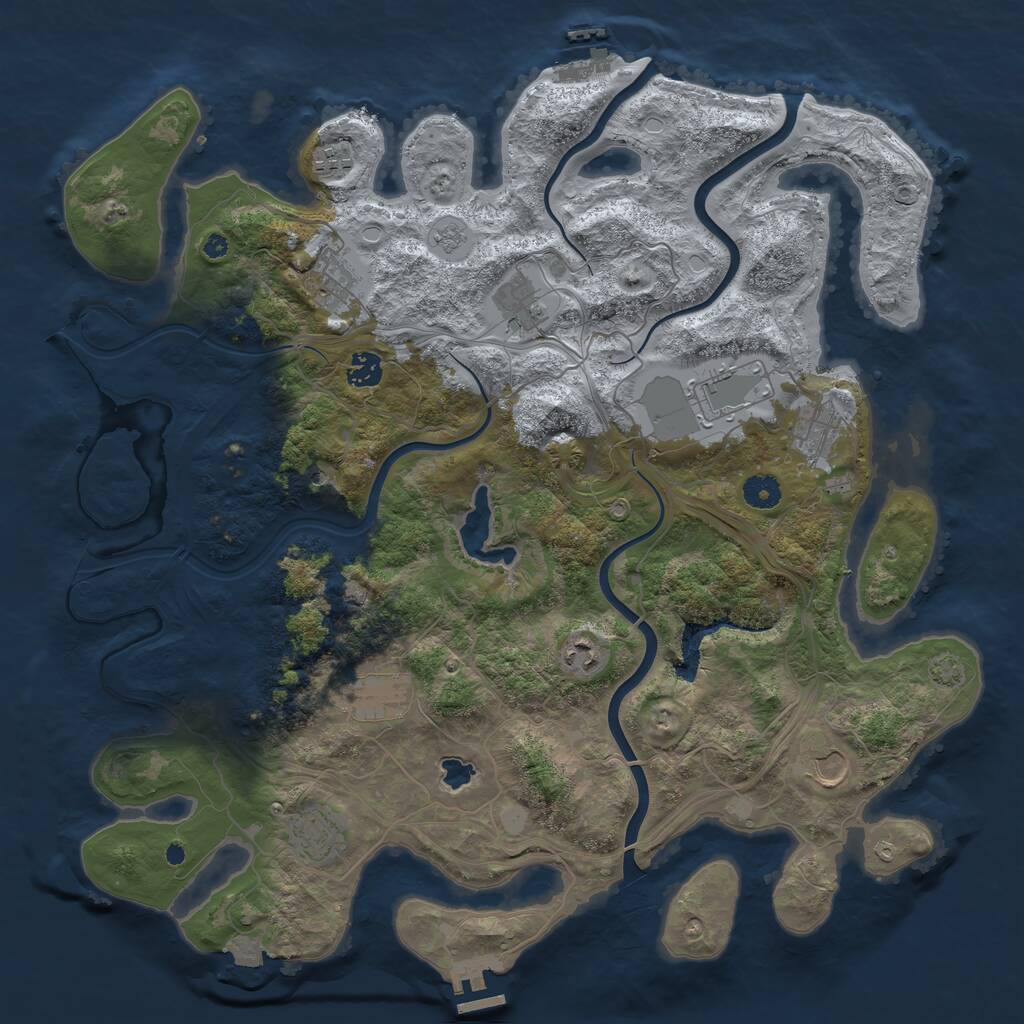 Rust Map: Procedural Map, Size: 4250, Seed: 382255817, 16 Monuments