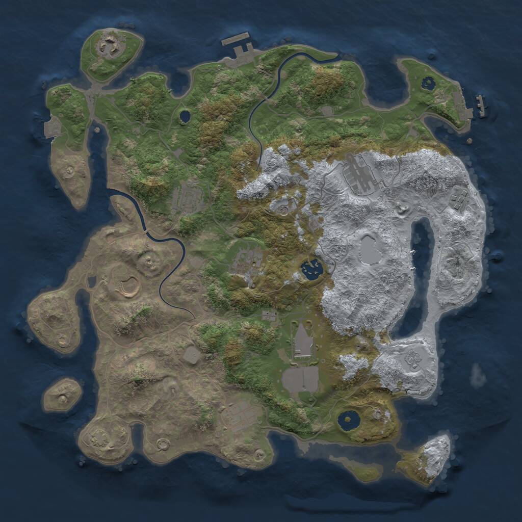 Rust Map: Procedural Map, Size: 3750, Seed: 2088480734, 15 Monuments