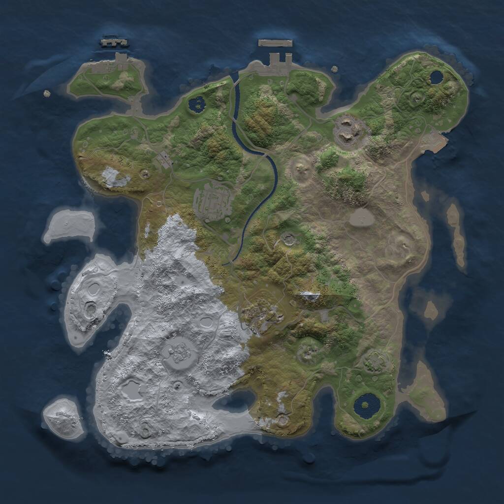 Rust Map: Procedural Map, Size: 3000, Seed: 14756, 9 Monuments