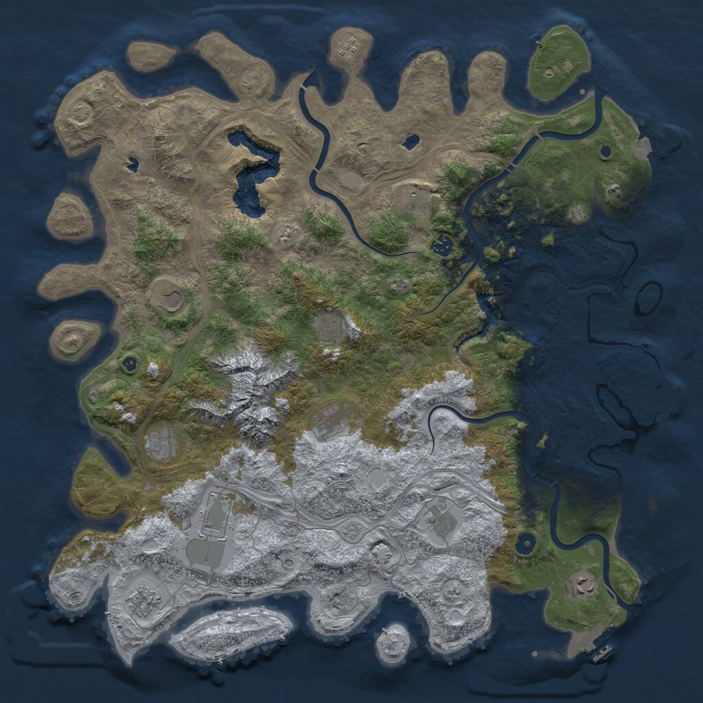 Rust Map: Procedural Map, Size: 5000, Seed: 546645103, 17 Monuments