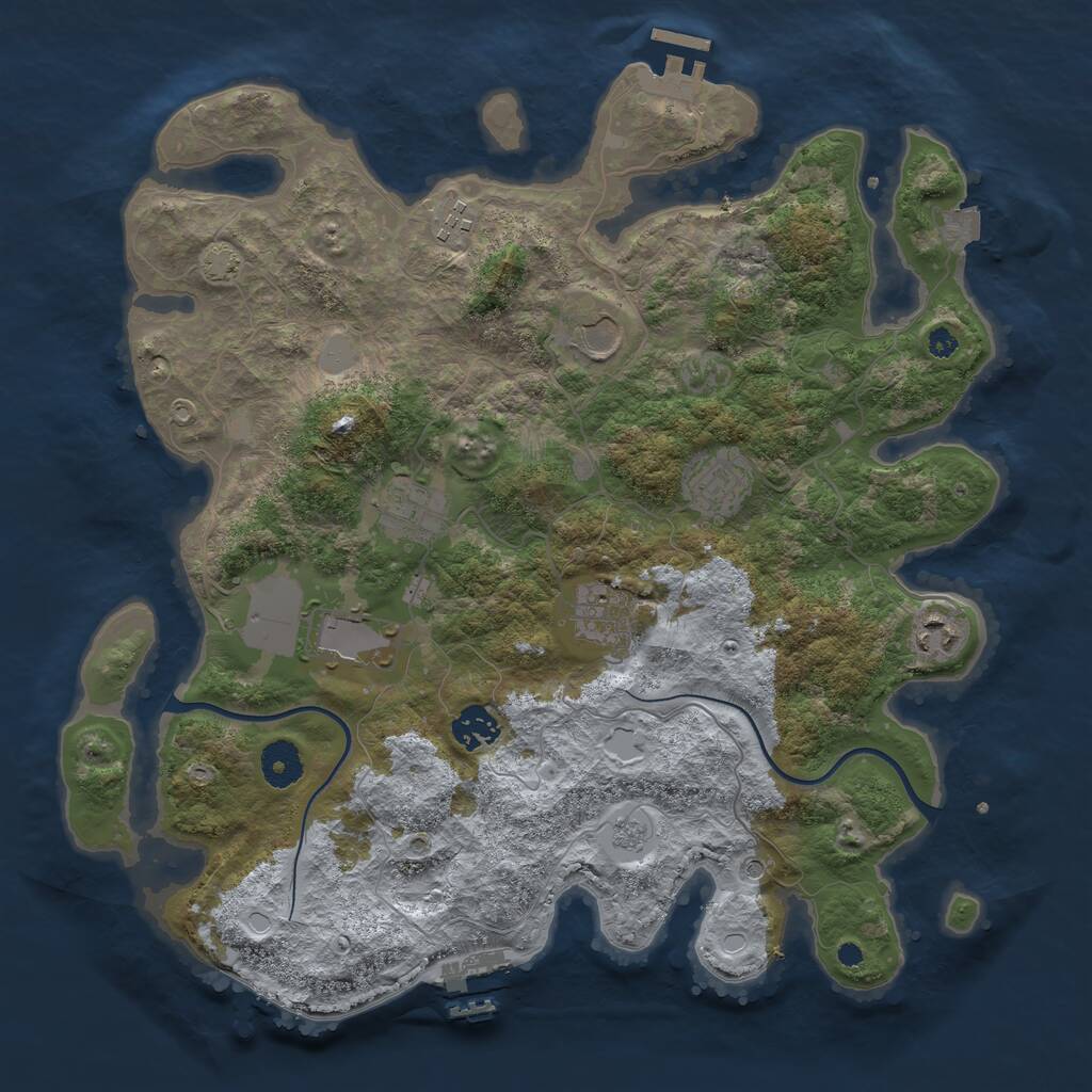 Rust Map: Procedural Map, Size: 3700, Seed: 15439234, 14 Monuments