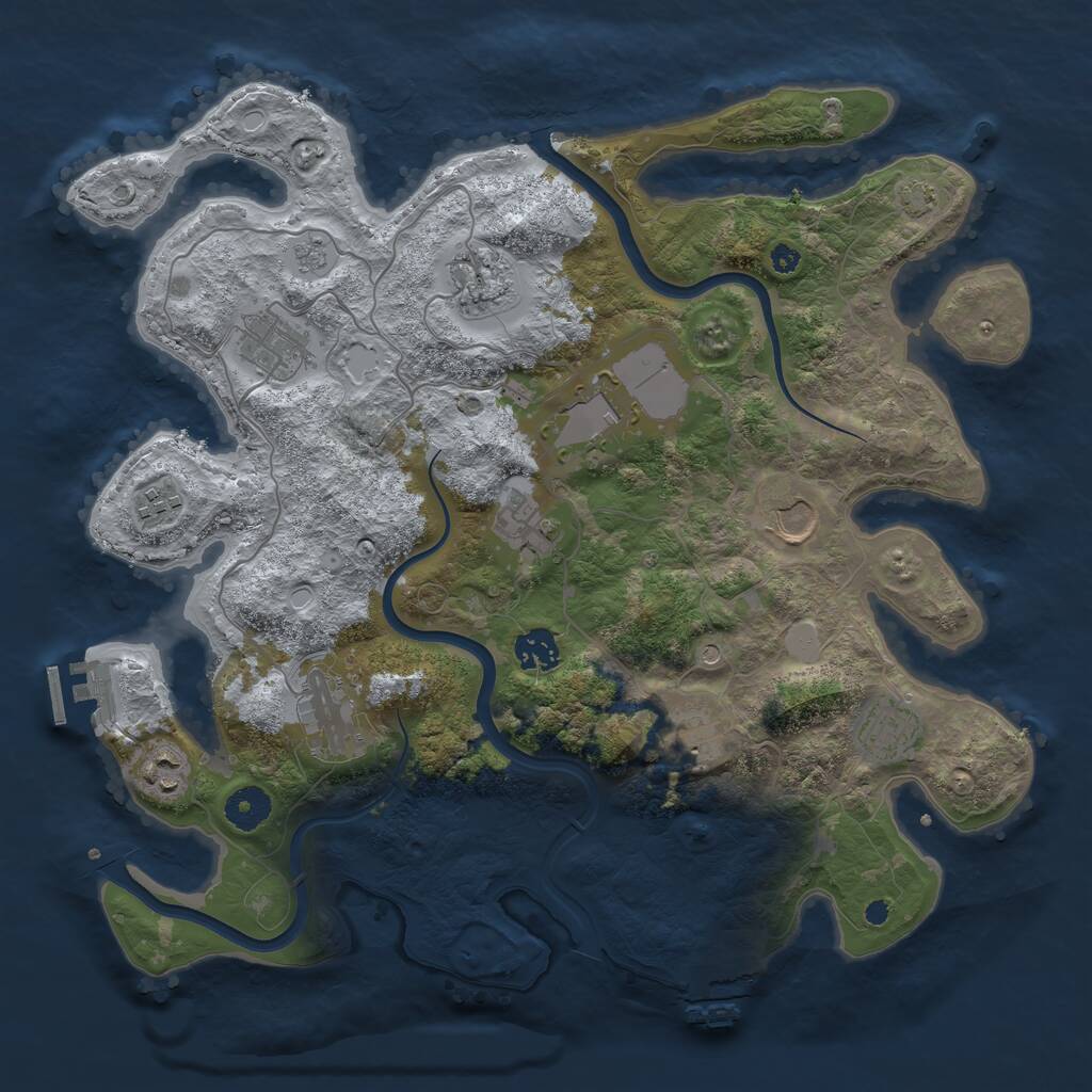 Rust Map: Procedural Map, Size: 3750, Seed: 72460, 17 Monuments