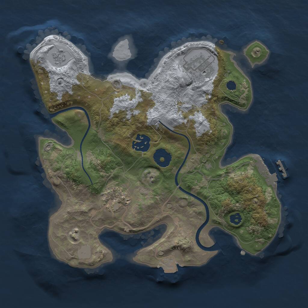 Rust Map: Procedural Map, Size: 2600, Seed: 872161443, 6 Monuments
