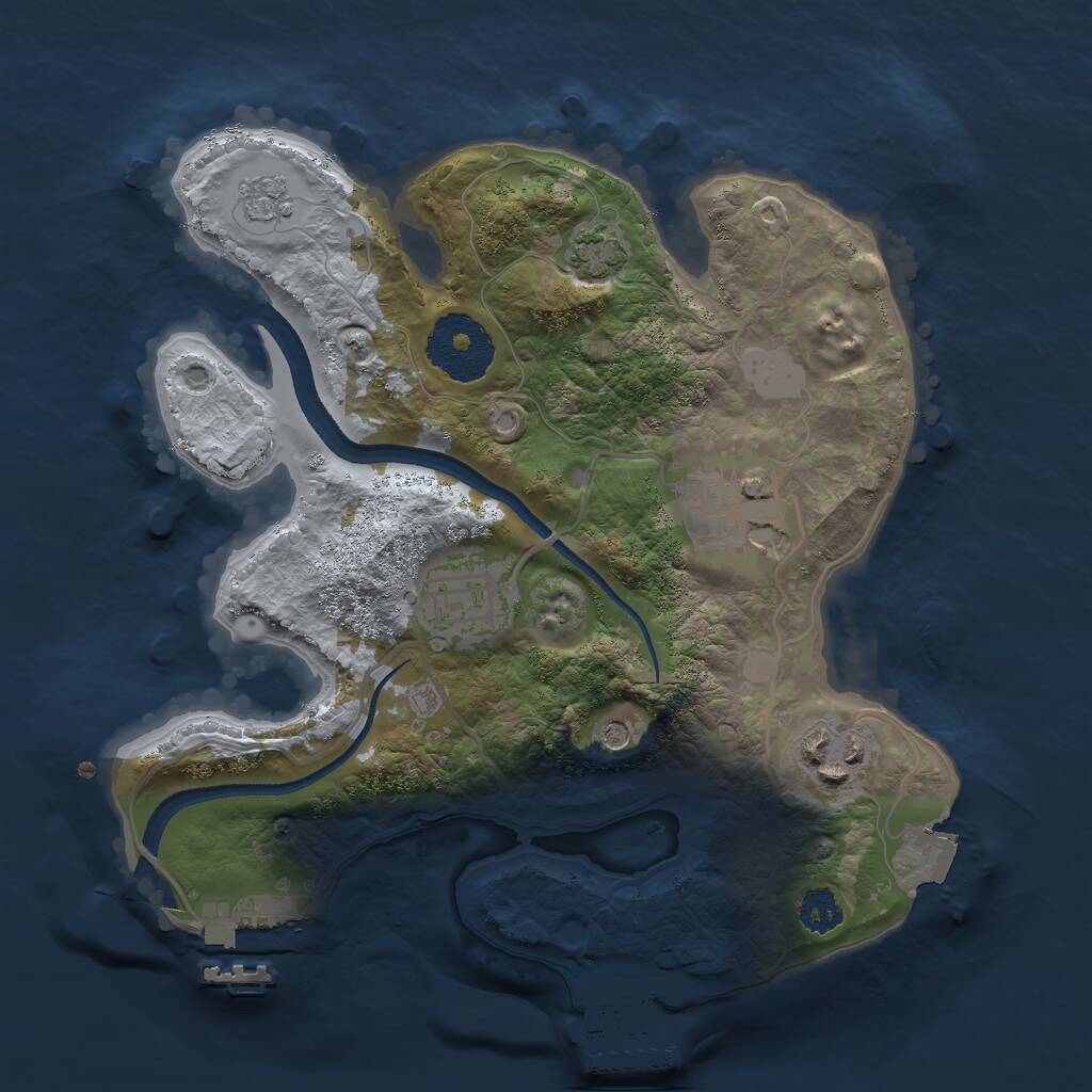 Rust Map: Procedural Map, Size: 2500, Seed: 568298526, 9 Monuments