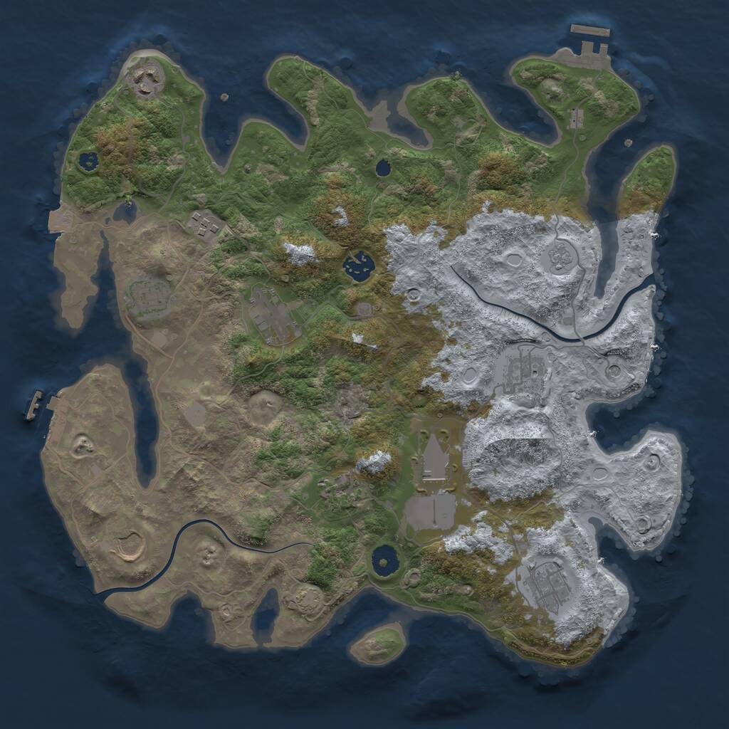 Rust Map: Procedural Map, Size: 3750, Seed: 1300328586, 16 Monuments
