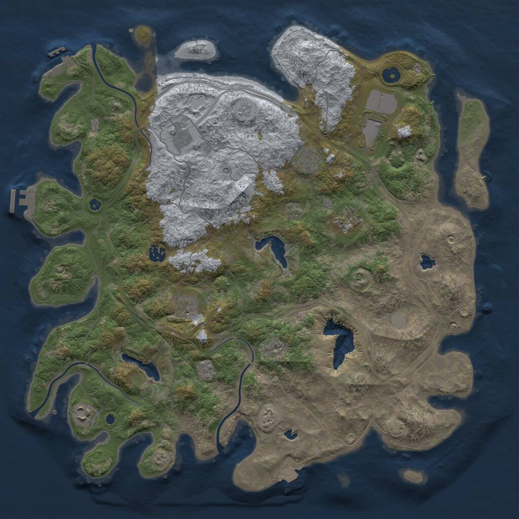 Rust Map: Procedural Map, Size: 4500, Seed: 719901219, 14 Monuments