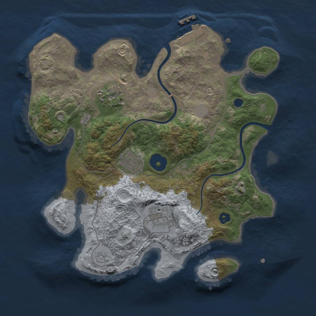 Rust Map: Procedural Map, Size: 2800, Seed: 2069495770, 7 Monuments