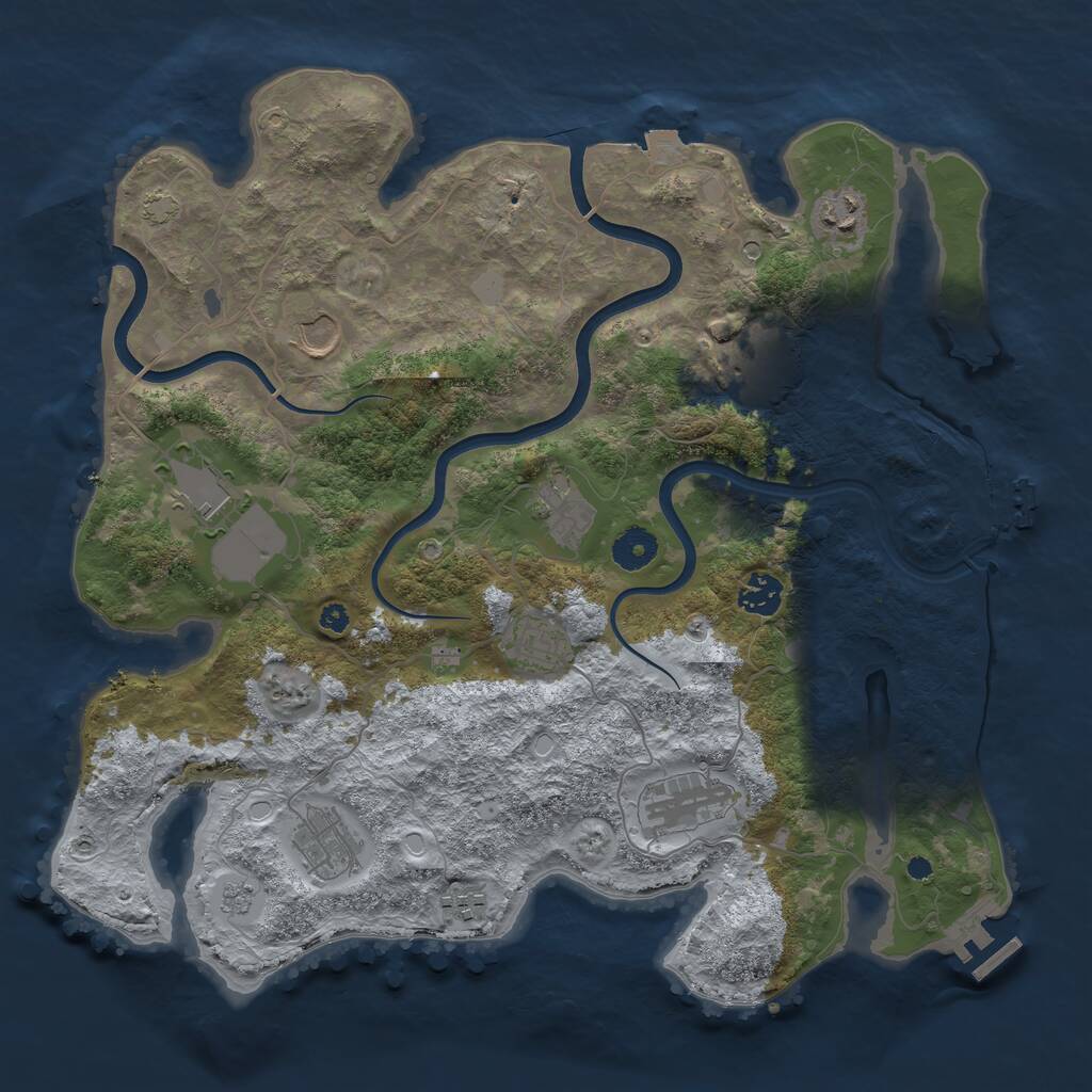 Rust Map: Procedural Map, Size: 3800, Seed: 1074875459, 16 Monuments