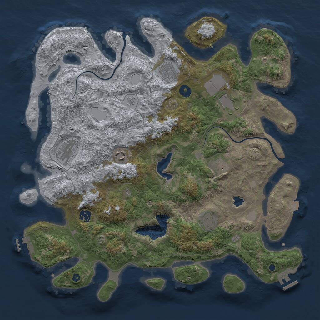 Rust Map: Procedural Map, Size: 4000, Seed: 247632, 13 Monuments