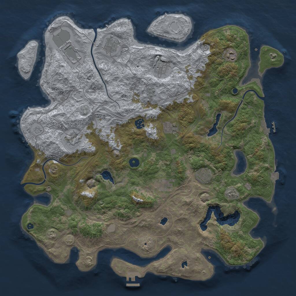 Rust Map: Procedural Map, Size: 4500, Seed: 1248131740, 16 Monuments