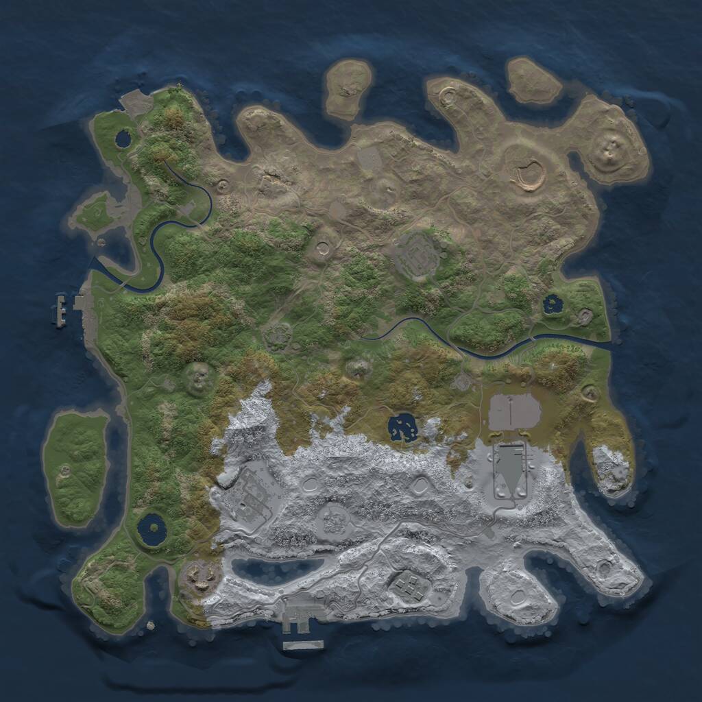 Rust Map: Procedural Map, Size: 3500, Seed: 25323, 13 Monuments