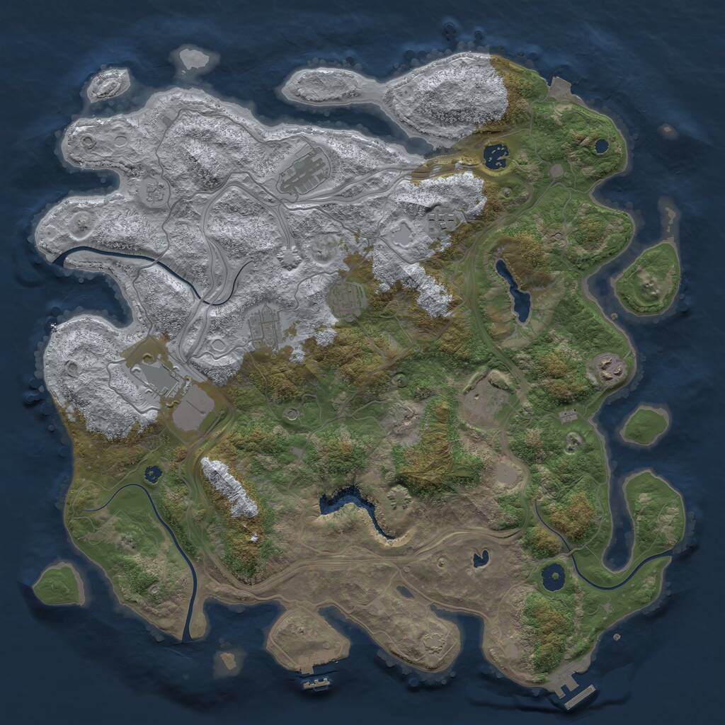 Rust Map: Procedural Map, Size: 4250, Seed: 734324101, 14 Monuments