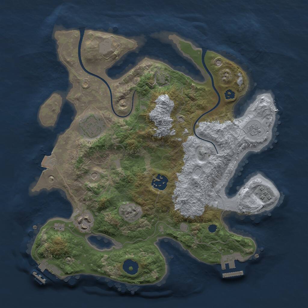 Rust Map: Procedural Map, Size: 3000, Seed: 15441, 10 Monuments