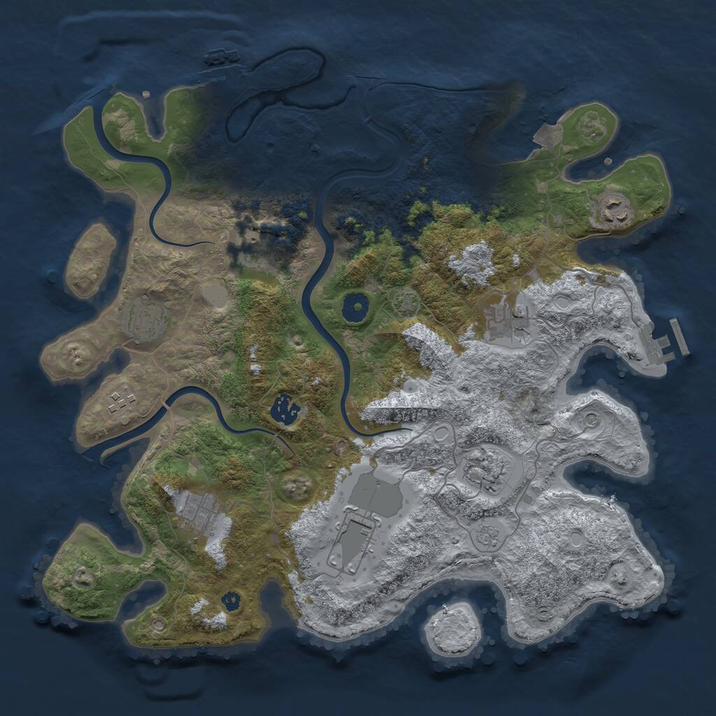 Rust Map: Procedural Map, Size: 3750, Seed: 1229409507, 15 Monuments