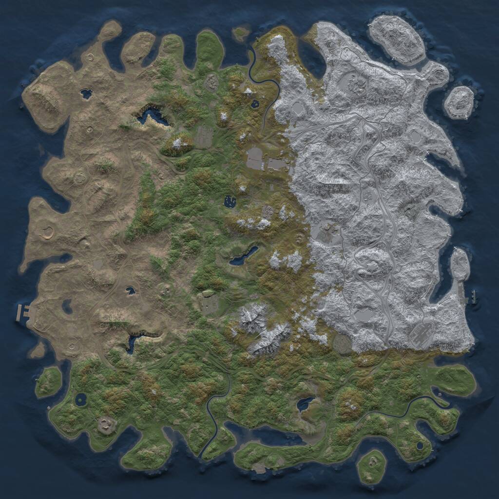 Rust Map: Procedural Map, Size: 6000, Seed: 723841, 17 Monuments