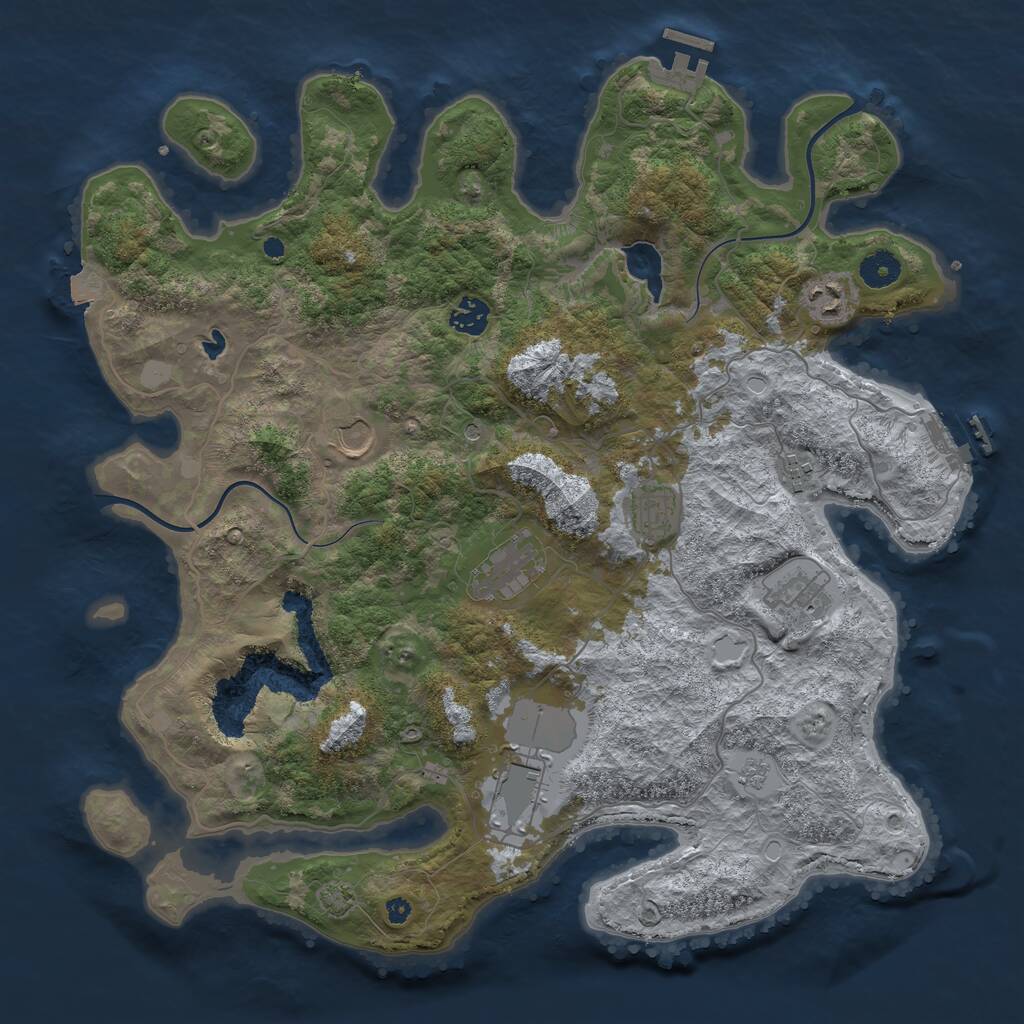 Rust Map: Procedural Map, Size: 4000, Seed: 14207195, 14 Monuments