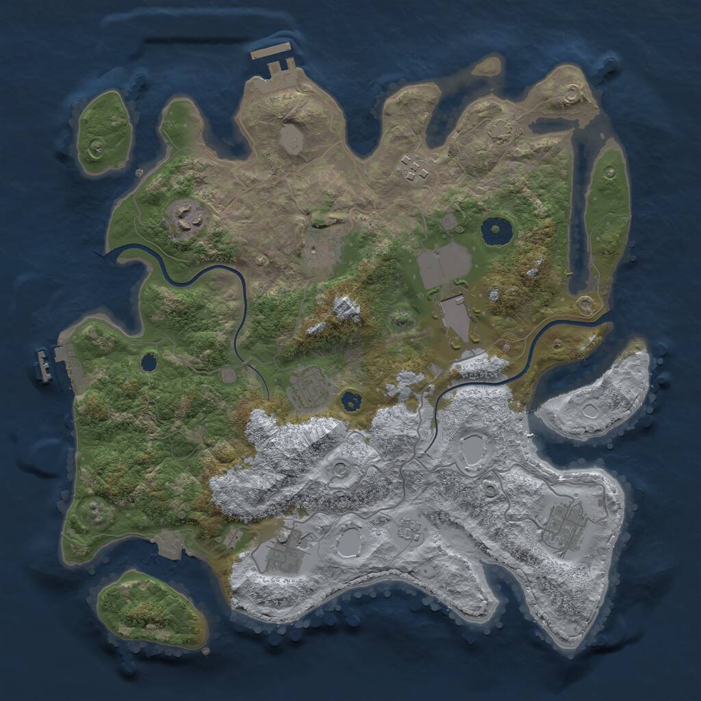 Rust Map: Procedural Map, Size: 3500, Seed: 120974151, 13 Monuments