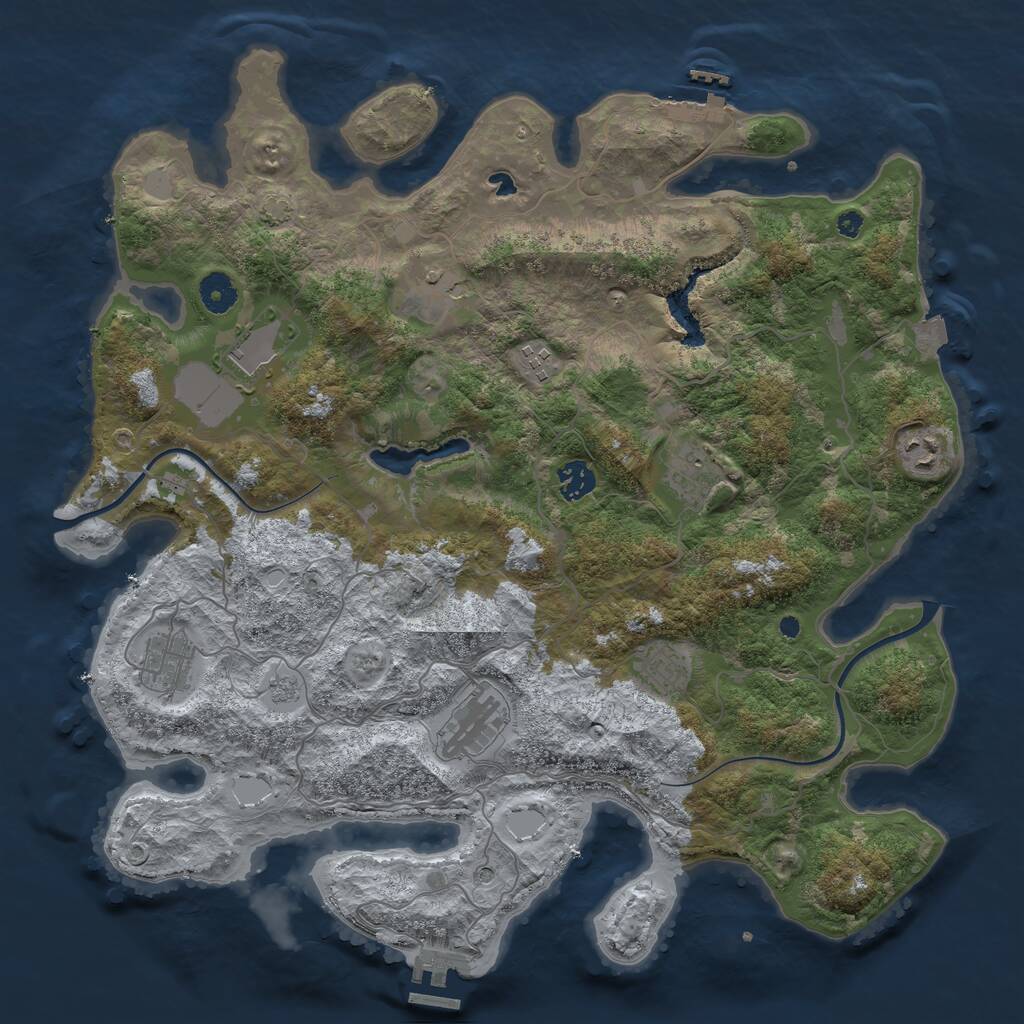 Rust Map: Procedural Map, Size: 4000, Seed: 115118556, 15 Monuments
