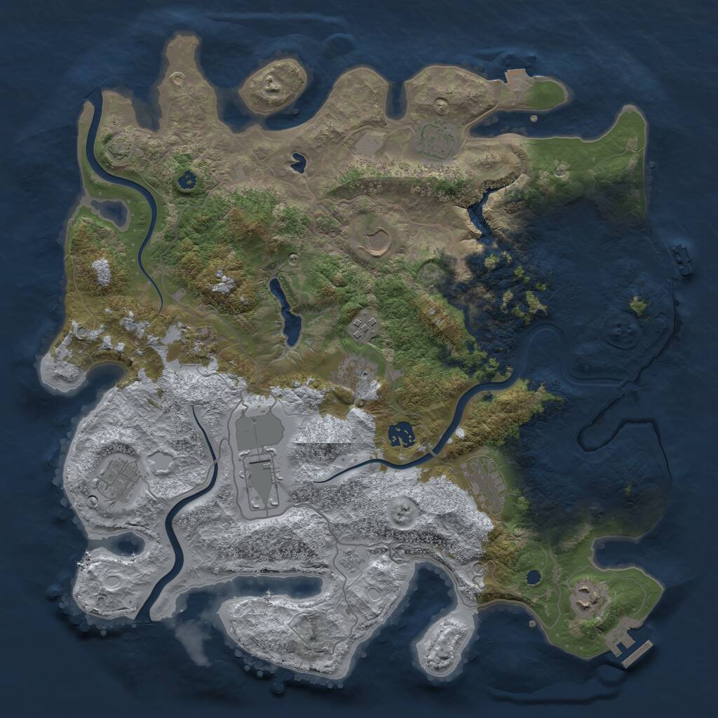 Rust Map: Procedural Map, Size: 4000, Seed: 115118556, 16 Monuments