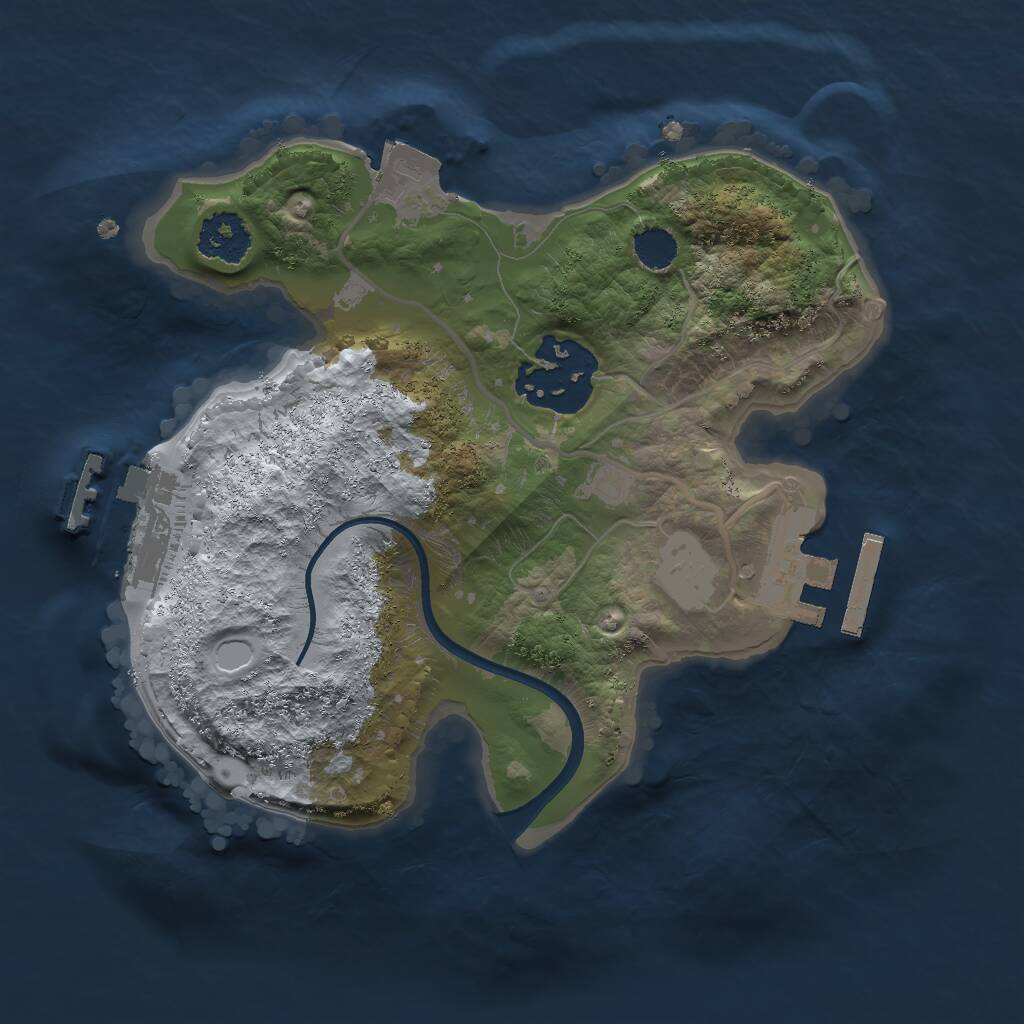 Rust Map: Procedural Map, Size: 2000, Seed: 1439900385, 4 Monuments