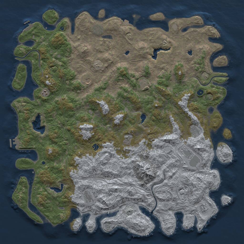 Rust Map: Procedural Map, Size: 6000, Seed: 83211230, 17 Monuments