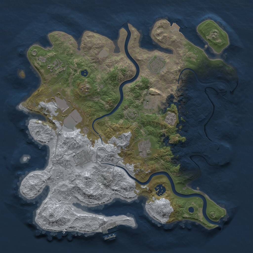Rust Map: Procedural Map, Size: 3500, Seed: 438056920, 14 Monuments