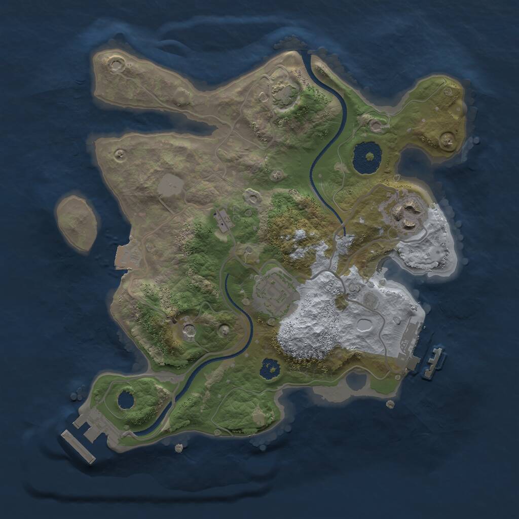 Rust Map: Procedural Map, Size: 2500, Seed: 855394331, 7 Monuments