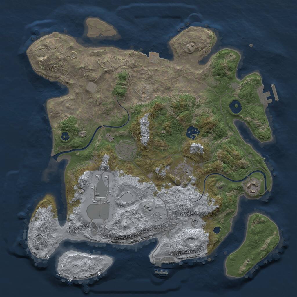 Rust Map: Procedural Map, Size: 3500, Seed: 28282828, 11 Monuments