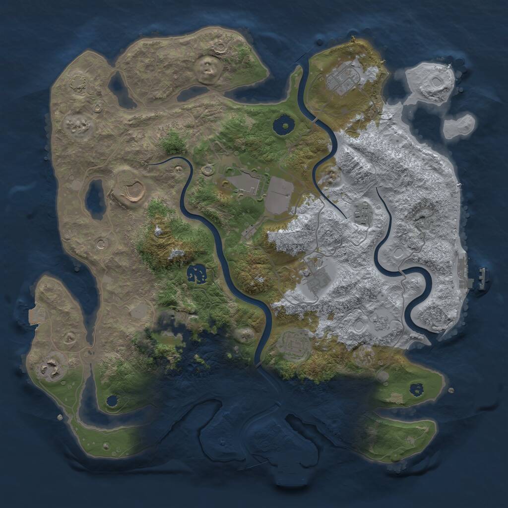 Rust Map: Procedural Map, Size: 3700, Seed: 948438771, 15 Monuments
