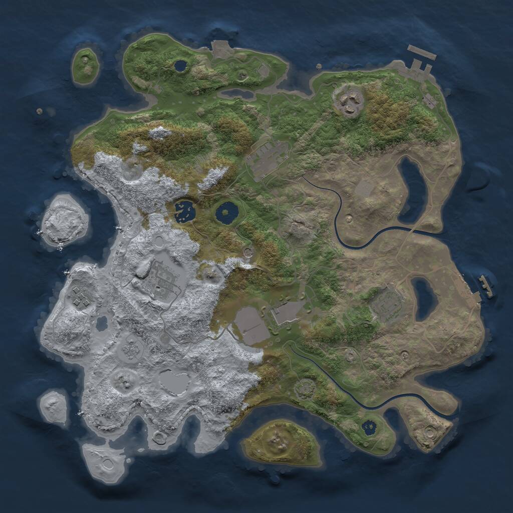 Rust Map: Procedural Map, Size: 3500, Seed: 800561854, 13 Monuments