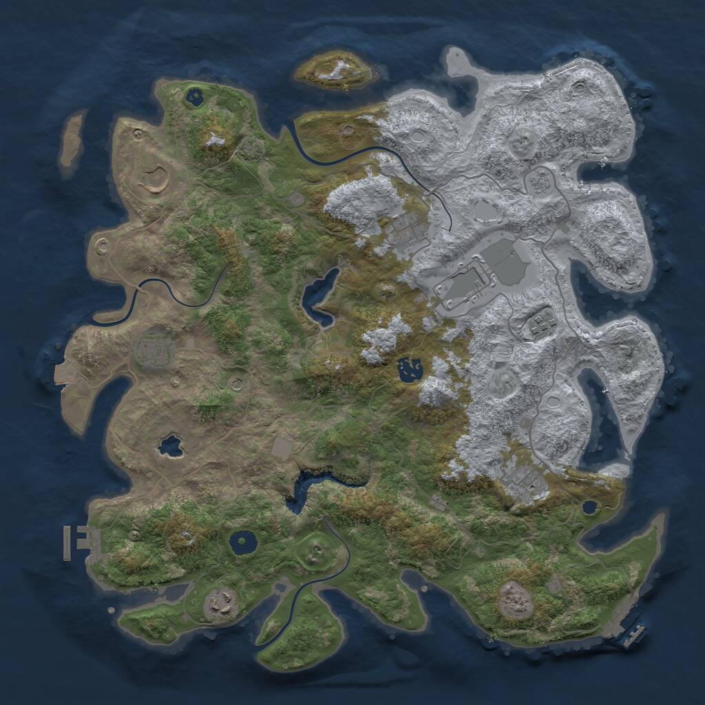 Rust Map: Procedural Map, Size: 4050, Seed: 1551999039, 14 Monuments