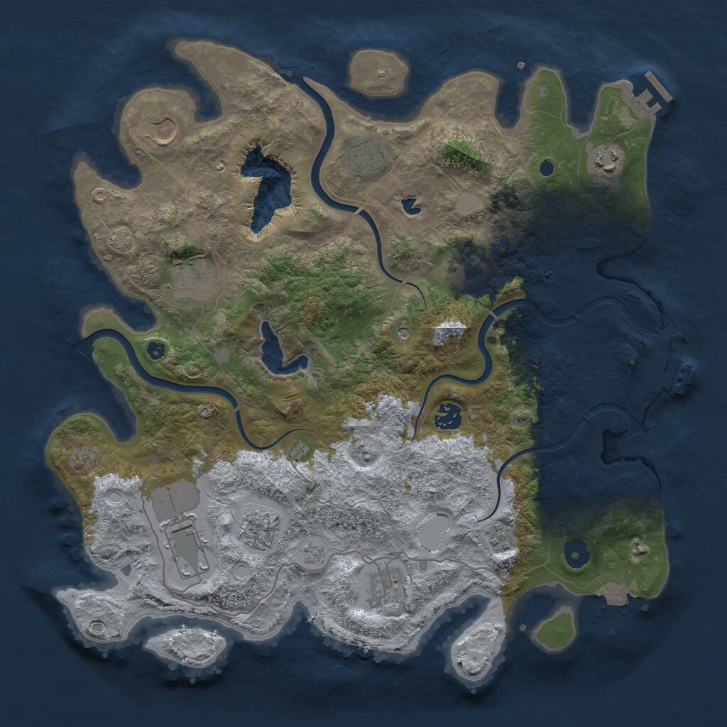 Rust Map: Procedural Map, Size: 4000, Seed: 1213678092, 16 Monuments
