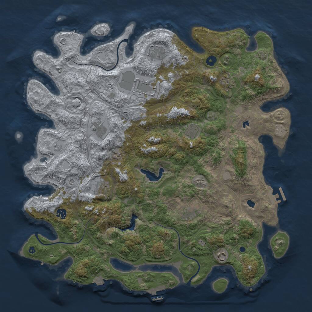 Rust Map: Procedural Map, Size: 4500, Seed: 894649, 16 Monuments