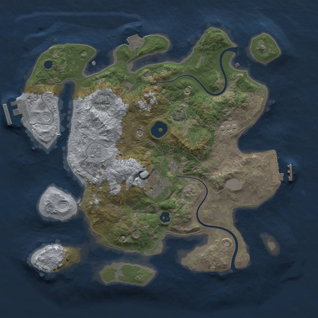 Rust Map: Procedural Map, Size: 3000, Seed: 2473779, 8 Monuments