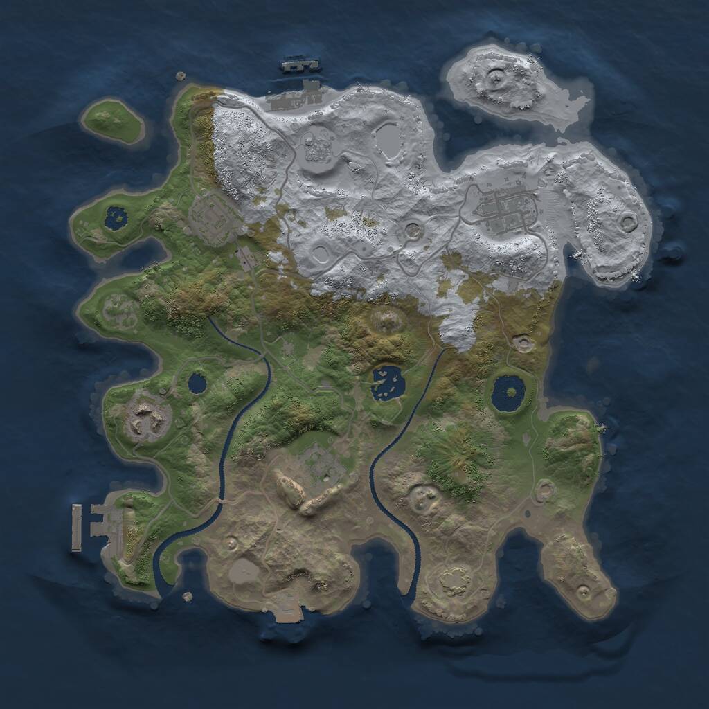 Rust Map: Procedural Map, Size: 3000, Seed: 653612916, 11 Monuments