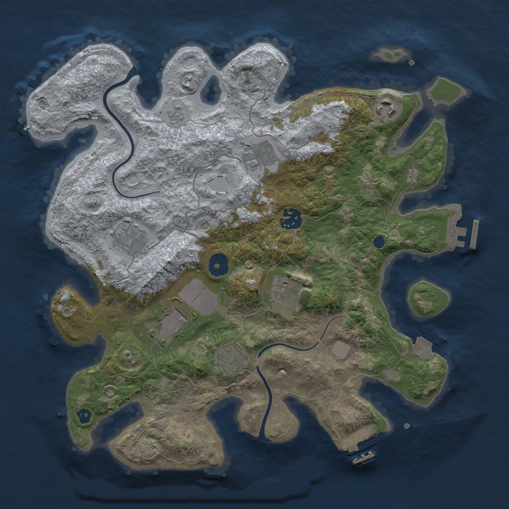 Rust Map: Procedural Map, Size: 3500, Seed: 1560094085, 13 Monuments