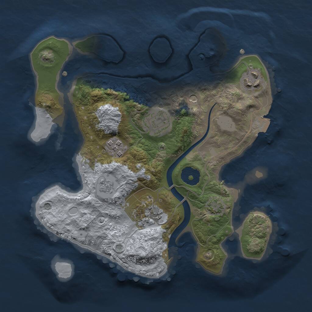 Rust Map: Procedural Map, Size: 2500, Seed: 723418, 8 Monuments