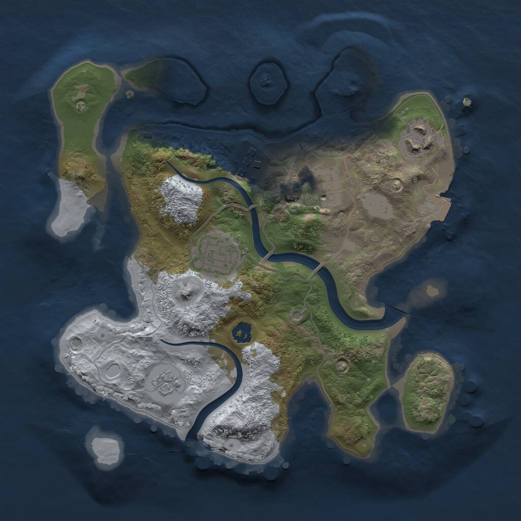 Rust Map: Procedural Map, Size: 2500, Seed: 723418, 6 Monuments