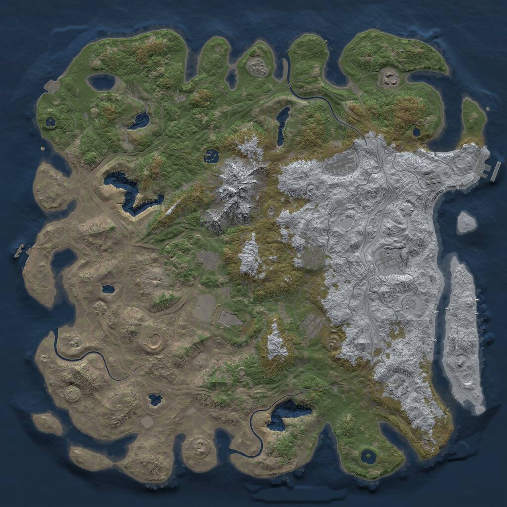 Rust Map: Procedural Map, Size: 5000, Seed: 45975, 17 Monuments