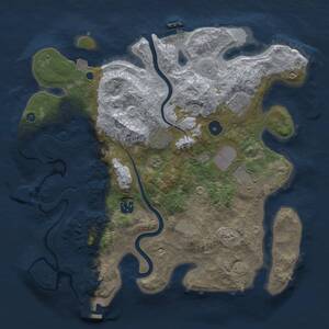Thumbnail Rust Map: Procedural Map, Size: 3541, Seed: 1, 11 Monuments
