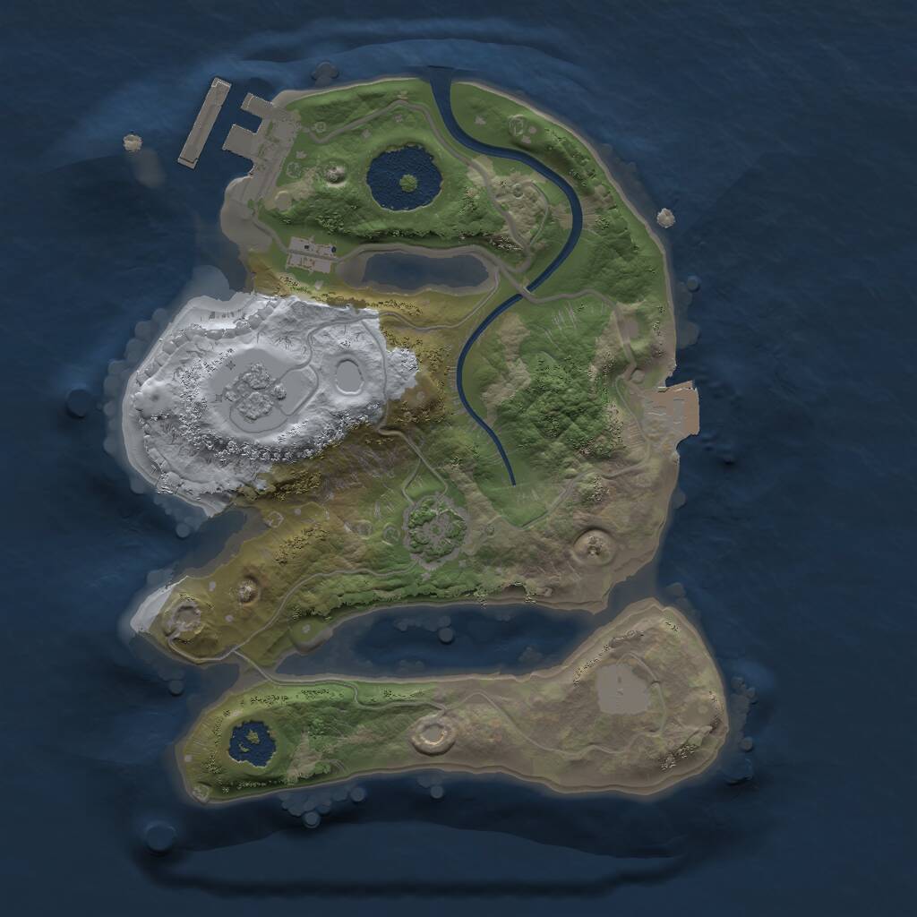 Rust Map: Procedural Map, Size: 1998, Seed: 2023559782, 4 Monuments