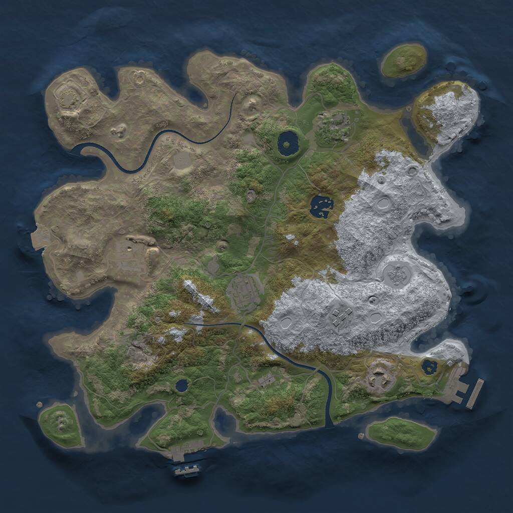Rust Map: Procedural Map, Size: 3300, Seed: 384640061, 11 Monuments