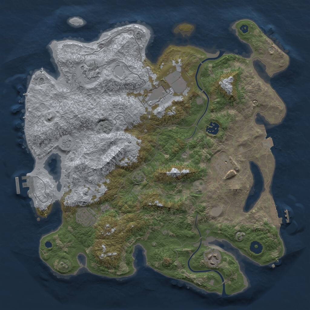 Rust Map: Procedural Map, Size: 3700, Seed: 851418582, 13 Monuments