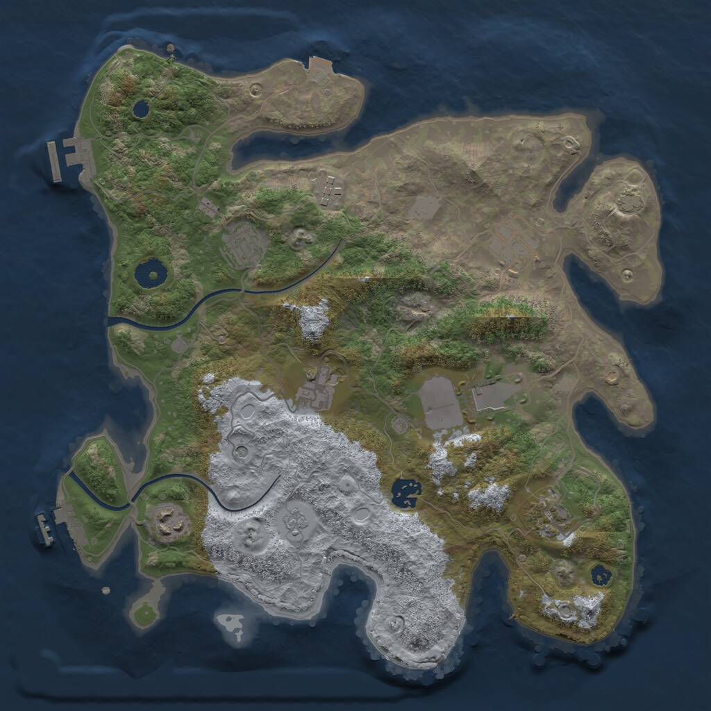 Rust Map: Procedural Map, Size: 3500, Seed: 619345339, 14 Monuments