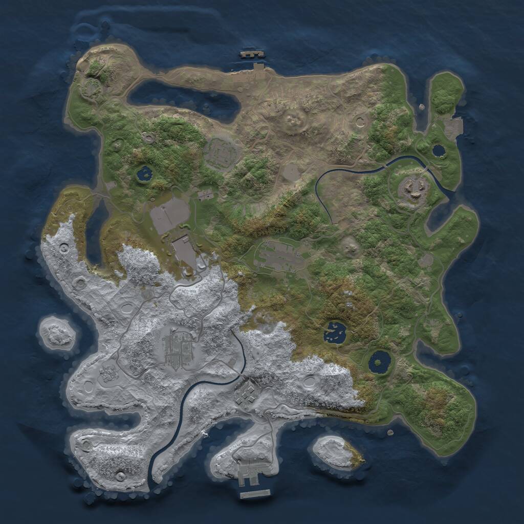 Rust Map: Procedural Map, Size: 3500, Seed: 1687193950, 13 Monuments