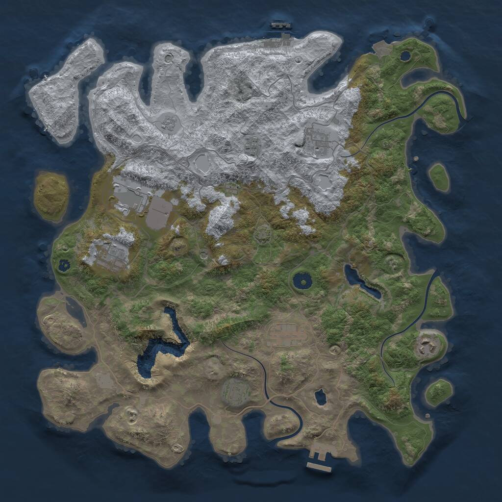 Rust Map: Procedural Map, Size: 4096, Seed: 2121799826, 13 Monuments